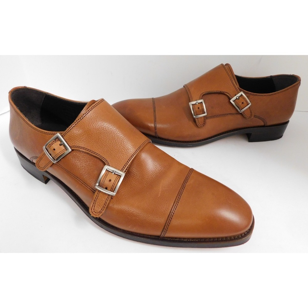 New Hawes Curtis Shoes Double Monk Strap Brown Tan Leather 9 UK 9.5 US